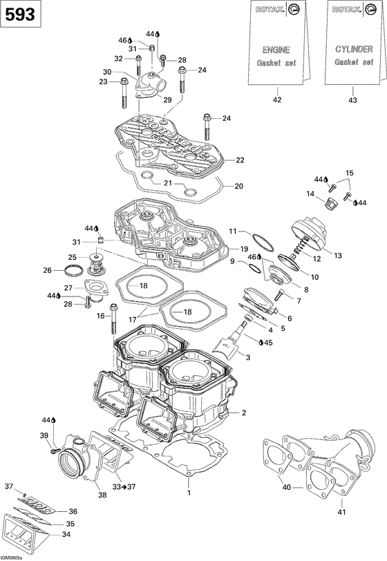 01- cylinder, exhaust manifold and reed valve 593
