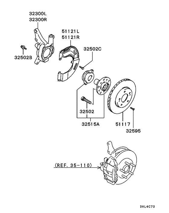 Front axle hub & drum