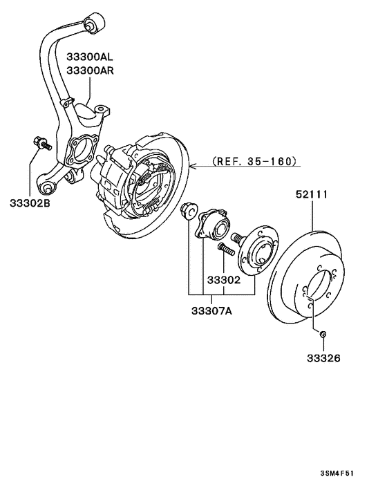 Rear axle hub & drum
