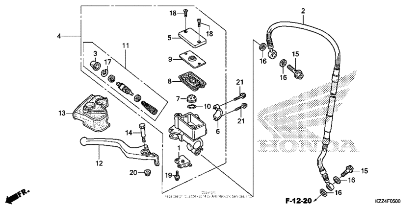 Front brake master cylinder