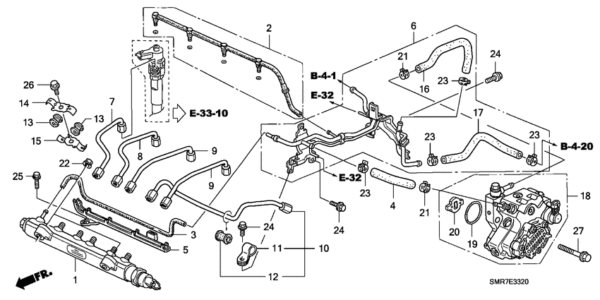 Fuel rail/high pressure p ump
