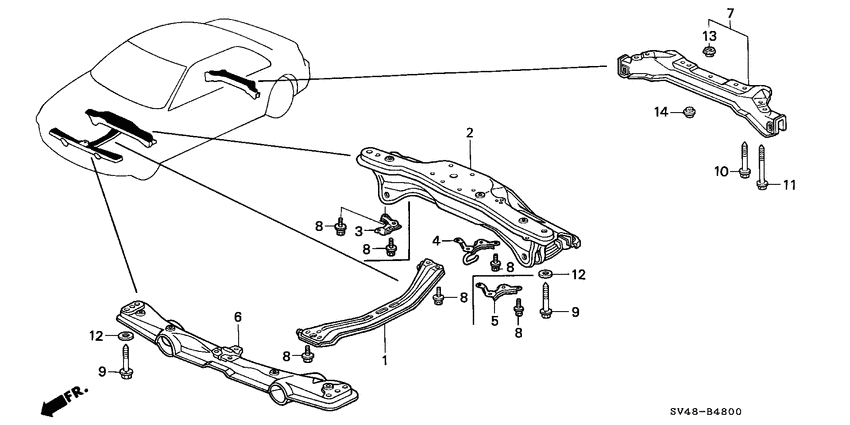 Rear beam/cross beam