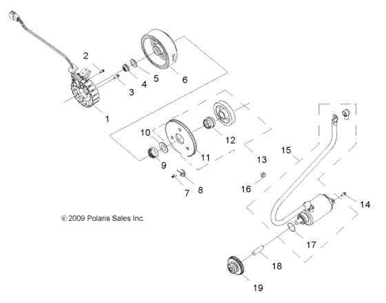 Engine, starting motor