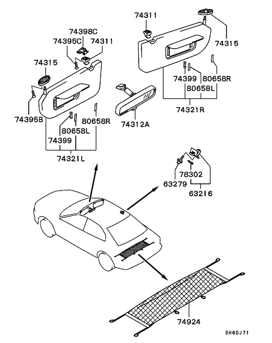 Mirror,grips & sunvisor