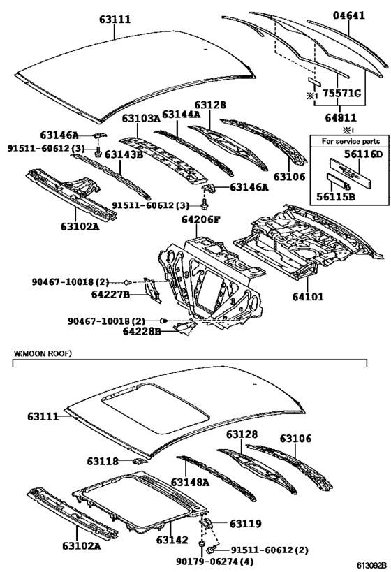 Roof Panel & Back Window Glass