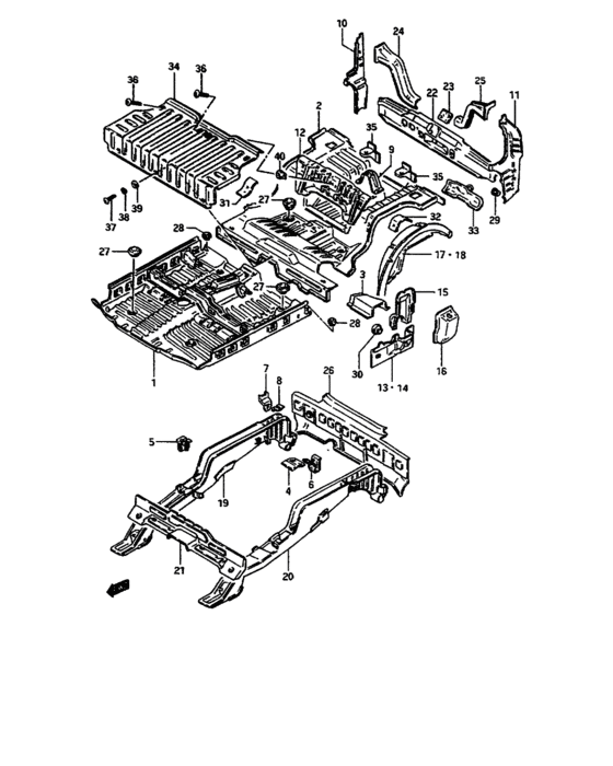 Lower and rear end panel