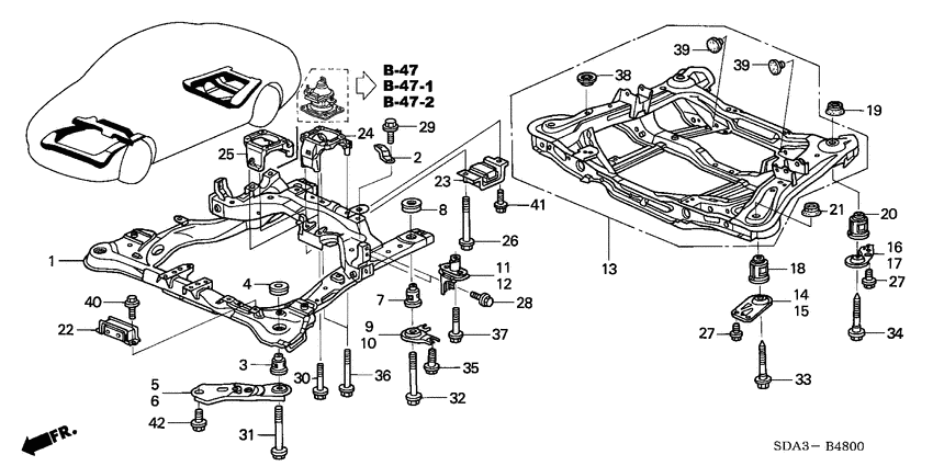 Rear beam/cross beam