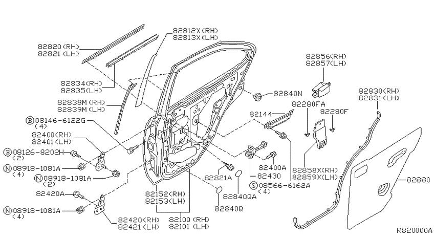 Rear door panel & fitting