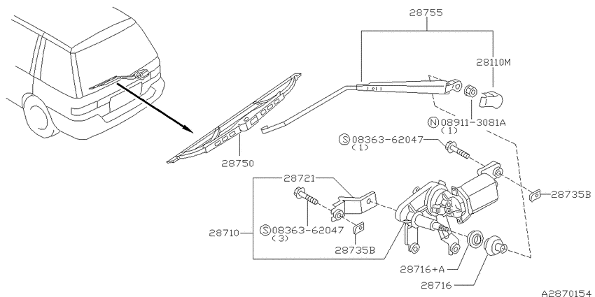 Rear window wiper