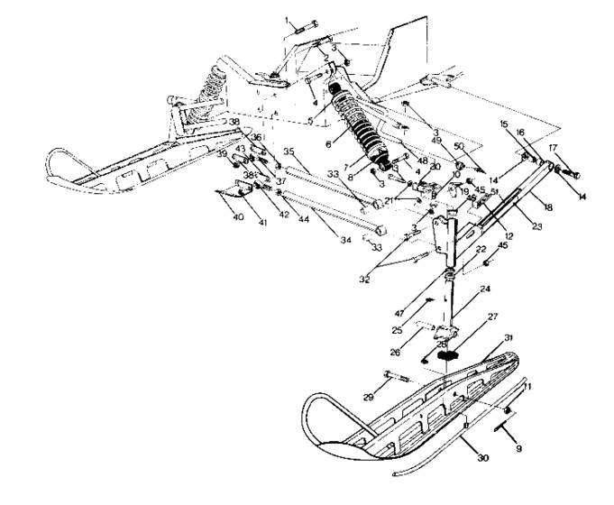 Front suspension and ski