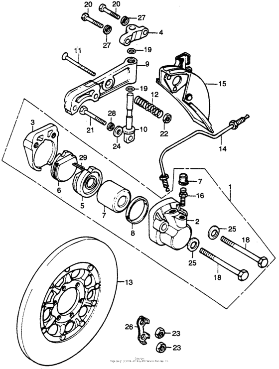 Front brake caliper + disc