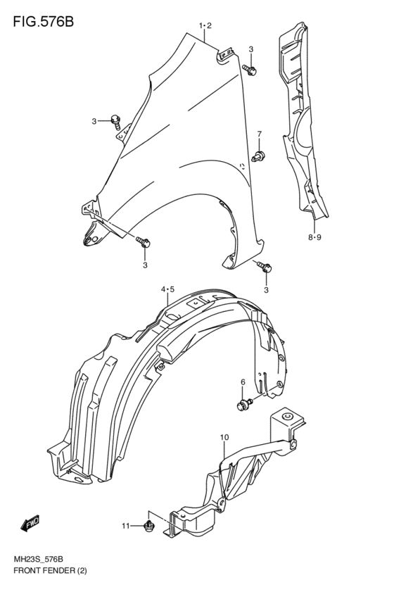 front fender for 2008 2011 Suzuki WAGON R/PLUS/SOLIO/WIDE MH23S