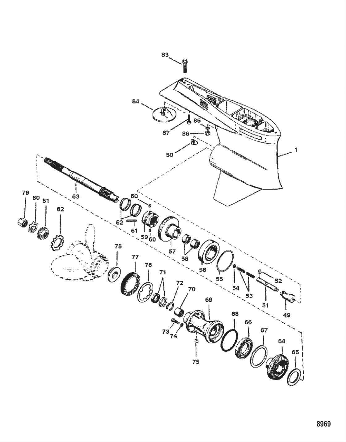Gear Housing Propeller Shaft - Cle-1.87:1/2:1 Gear Ratio