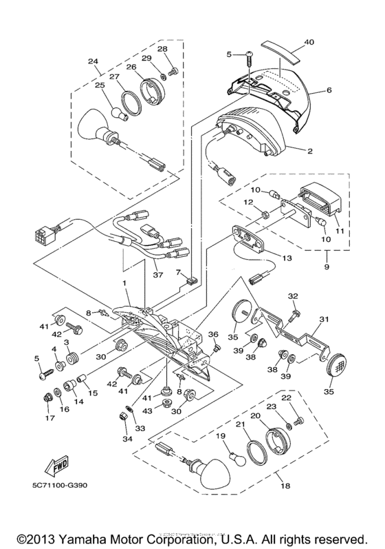 Taillight for 2008 Yamaha XV1900 | USA sales region, , 14471228-808185