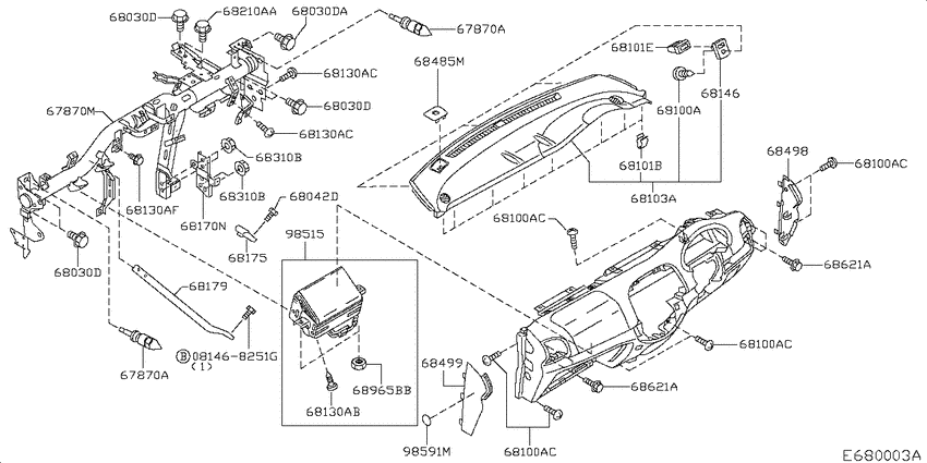 Instrument panel, pad & cluster lid