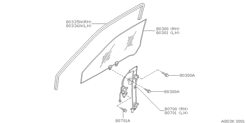 Front door window & regulator