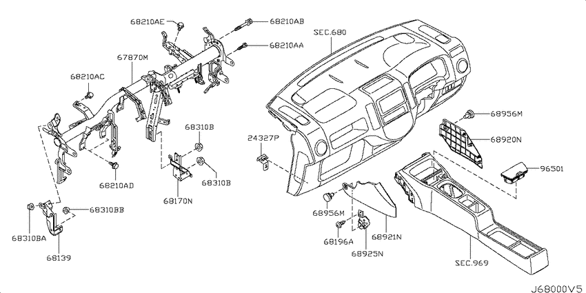 Instrument panel, pad & cluster lid