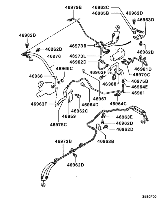 Rear steering oil line