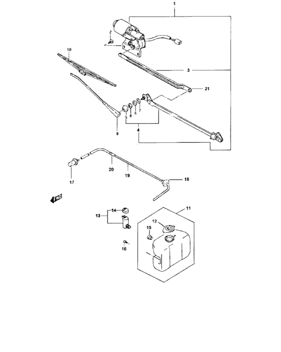 Front windscreen wiper and washer