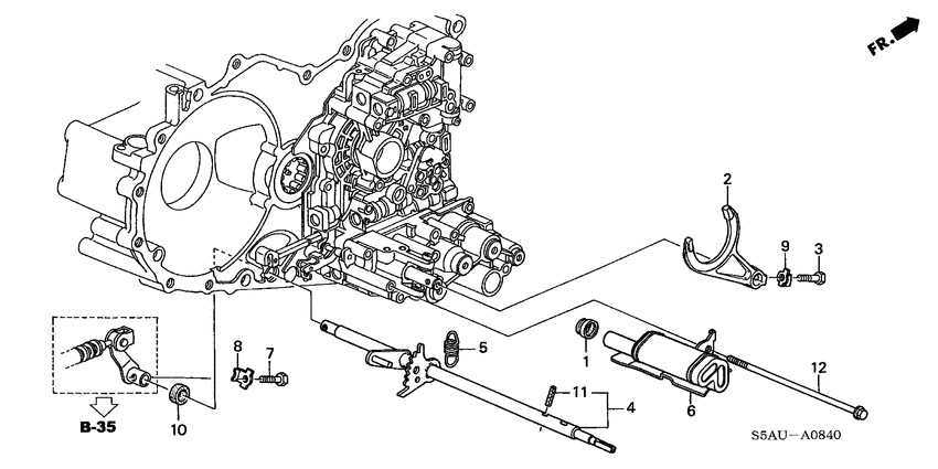 Shift fork/control shaft