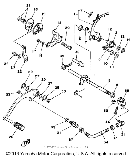 Shift shaft - pedal