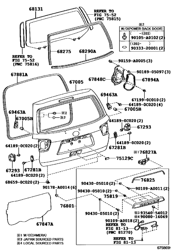Back Door Panel & Glass for 2009 2016 Toyota SEQUOIA USK65 General