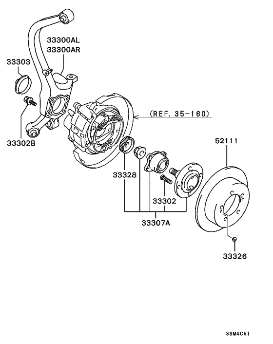 Rear axle hub & drum