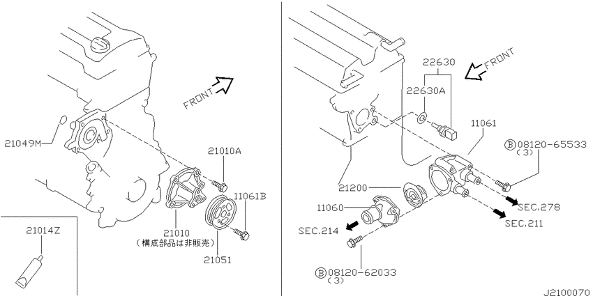 Water pump, cooling fan & thermostat