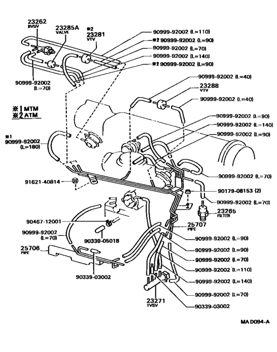 Vacuum Piping for 1987 - 1992 Toyota CORONA AT171 | General sales ...