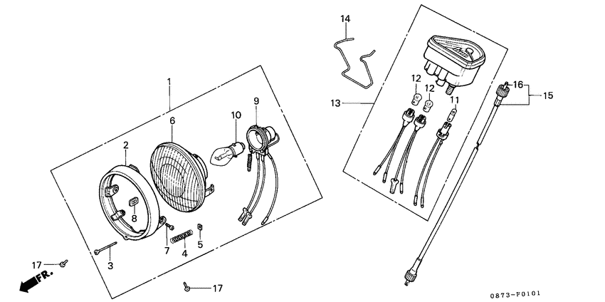 Headlight/speedometer