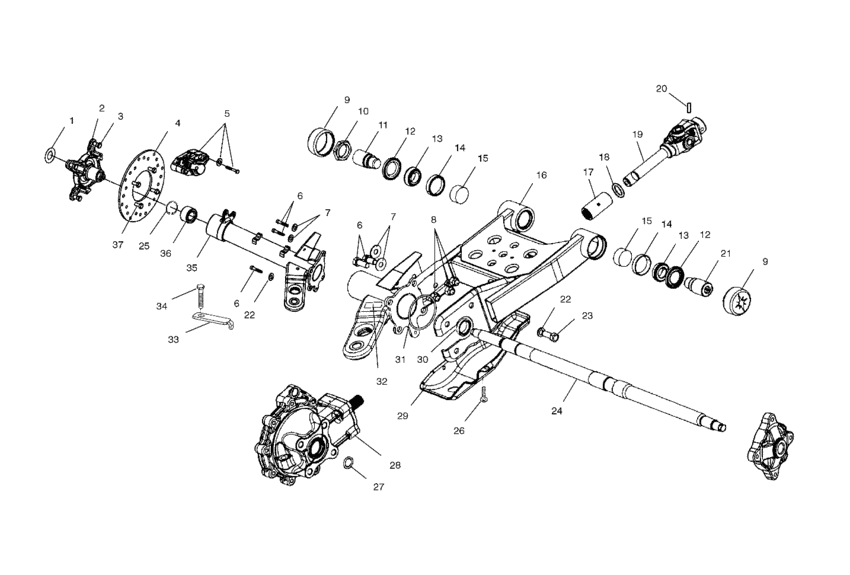 Swing arm/rear gearcase mounting