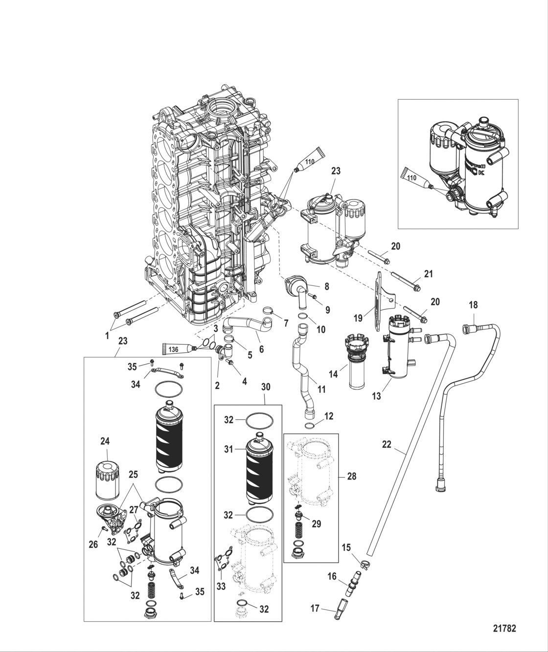 Starboard Cylinder Block/oil Cooler