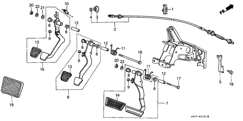 Brake pedal/clutch pedal