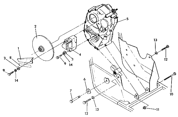 Rh gearcase/brake mounting