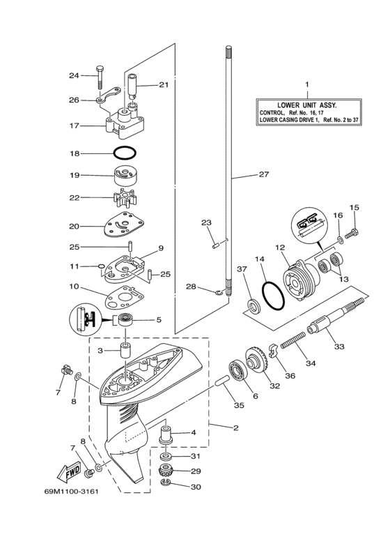Lower casing drive
