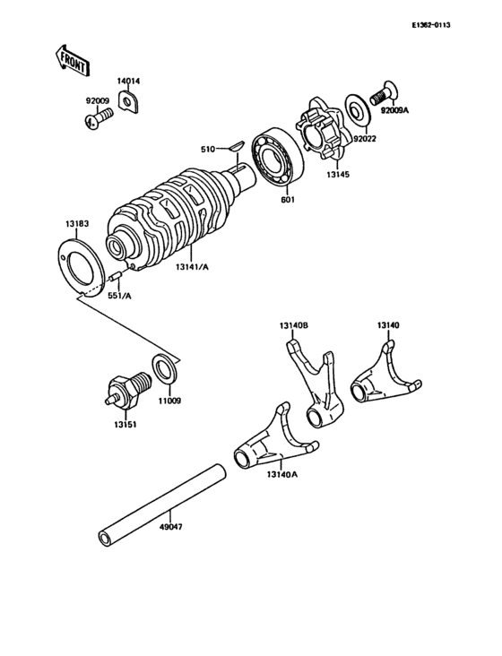 Gear change drum/shift fork(s)