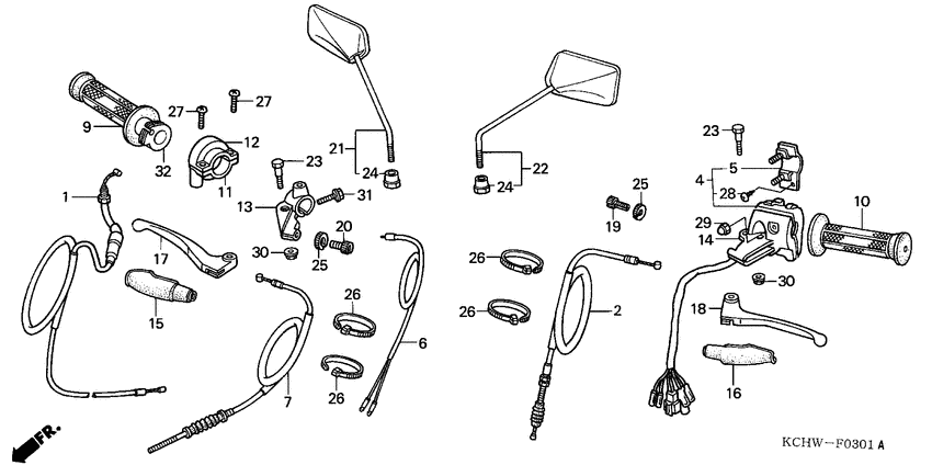 Handle lever/switch/cable