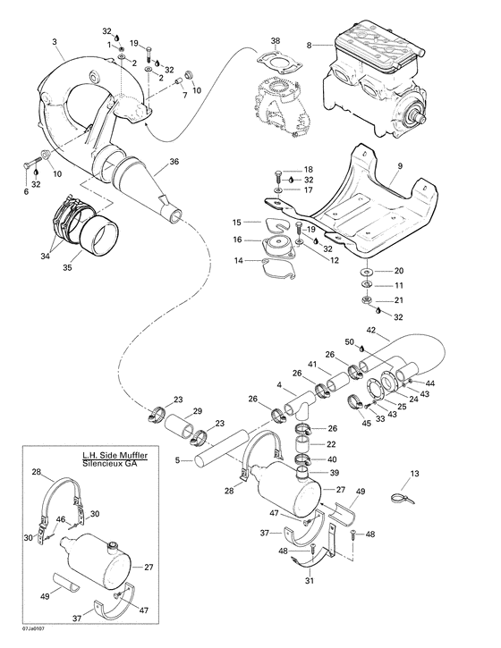 01- engine support and muffler