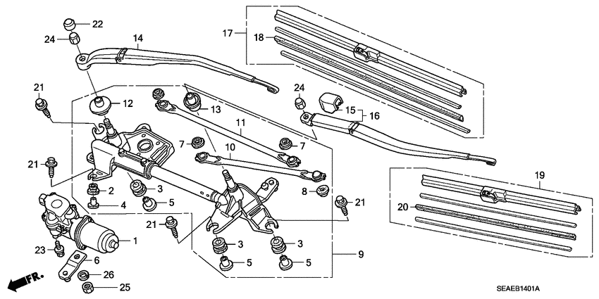 Front windshield wiper