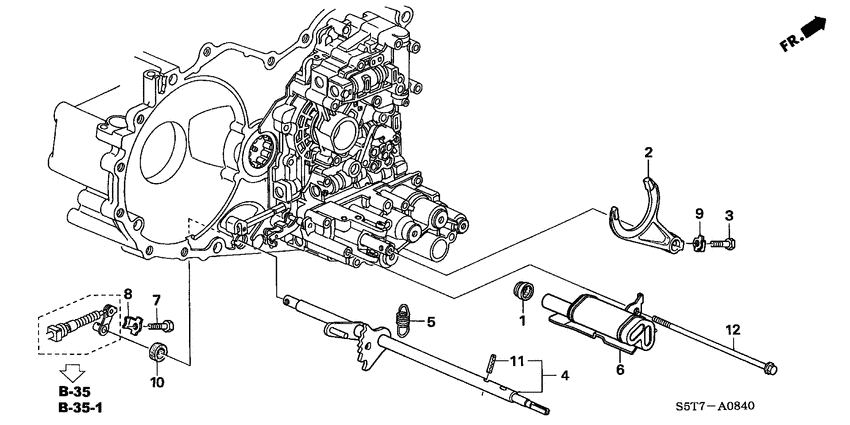 Shift fork/control shaft