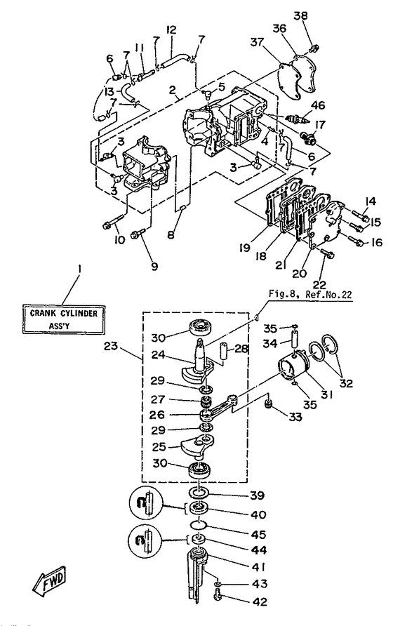 Crankcase, cylinder & piston