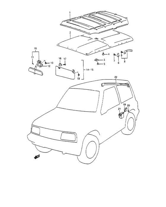 Headlining and sunshade
