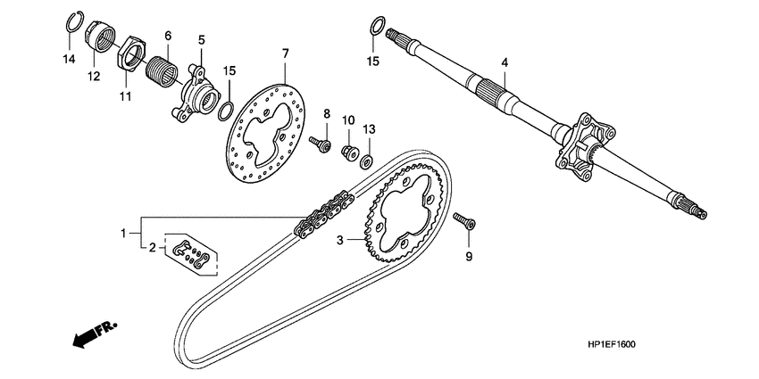 Rear axle/drive chain