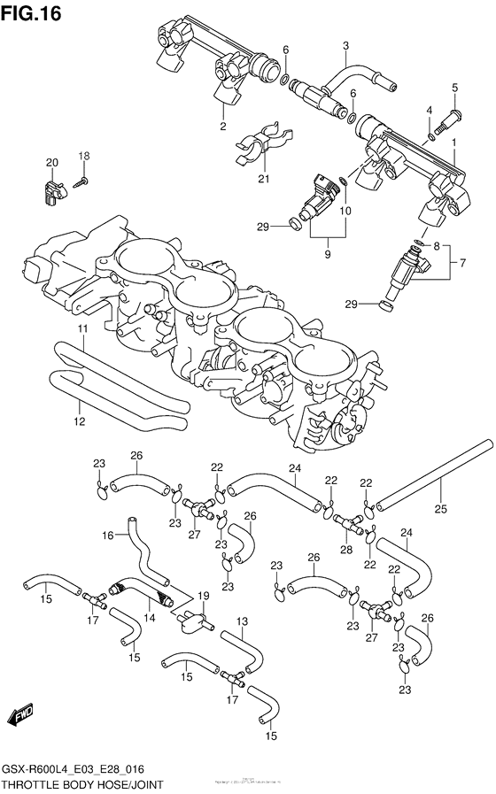 Throttle Body Hose/joint (Gsx-R600L4 E33)