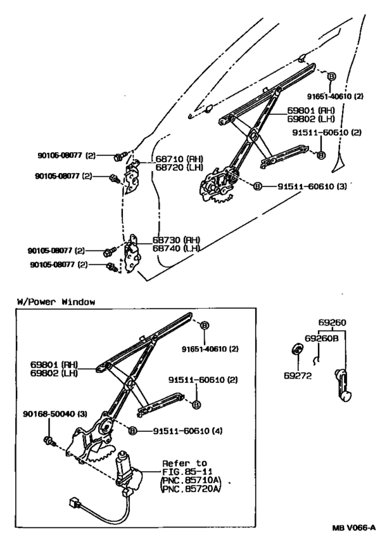 Front Door Window Regulator & Hinge
