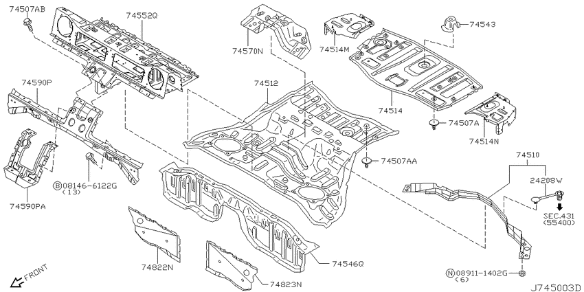 Floor panel (rear)