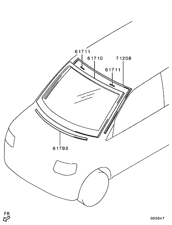 Windshield glass & moulding