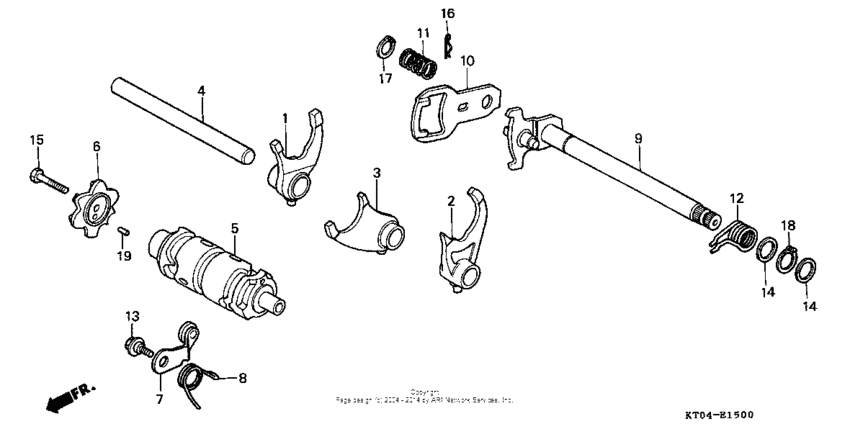 Gearshift drum + gearshift fork