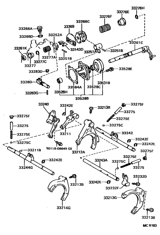 Gear Shift Fork & Lever Shaft (Mtm)