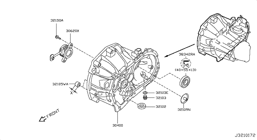 Transmission case & clutch release